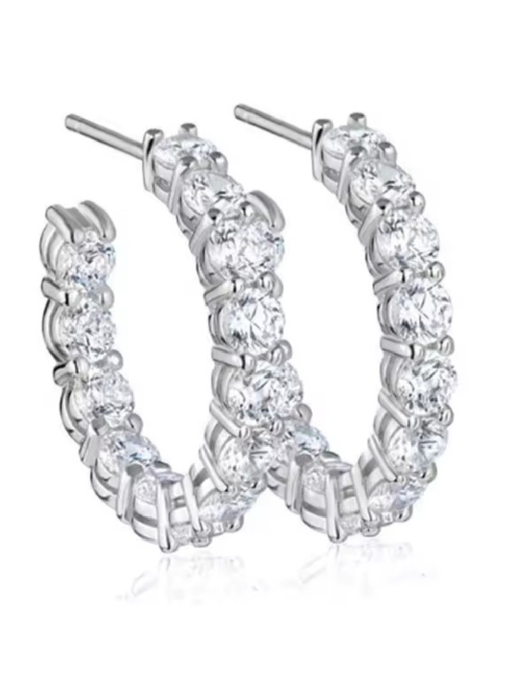 White Rhodium Pavé Quartz Hoop Earrings